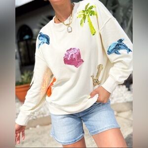 Sequin Beachy Sweatshirt